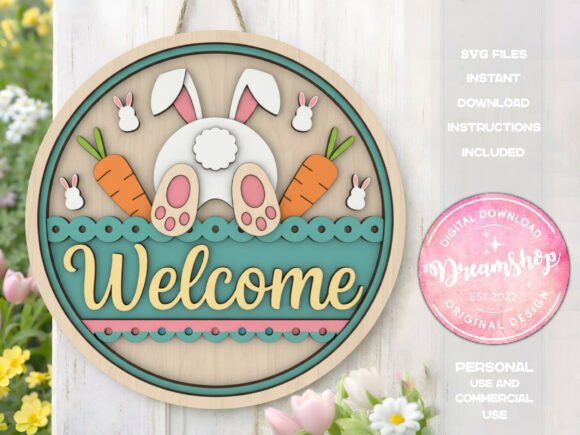Download Easter Bunny Welcome Sign SVG - Premium Resources