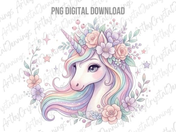 Download Pastel Floral Unicorn PNG - Floral Collection