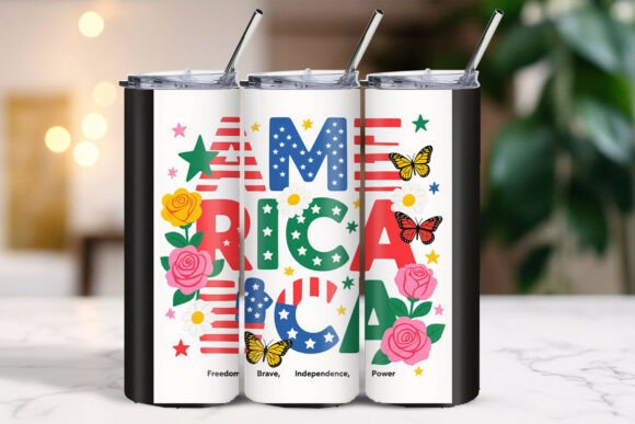 Download America Floral Bold Font Tumbler - Floral Collection