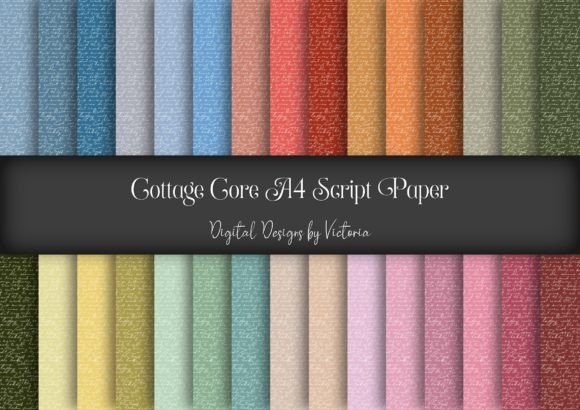 Download Cottage Core Script A4 Digital Paper - Premium Bundle