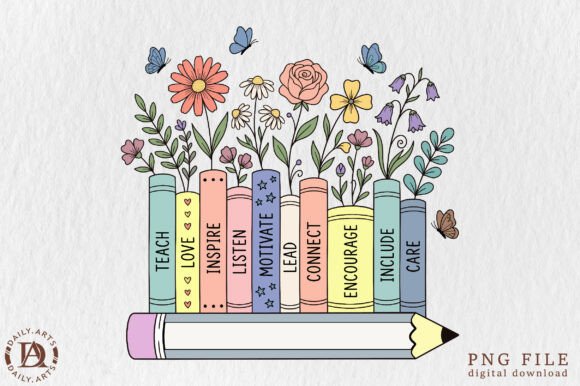 Download Floral School Books PNG - Floral Collection